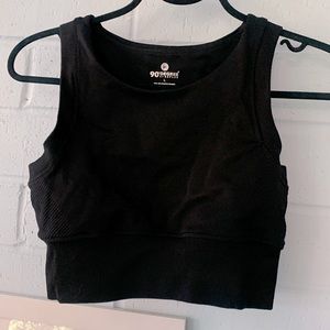 Black Spandex High Neck Sports Bra